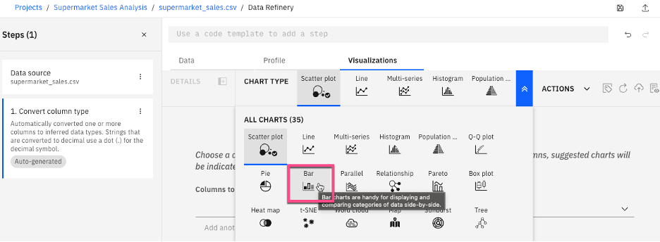 Selecting bar chart