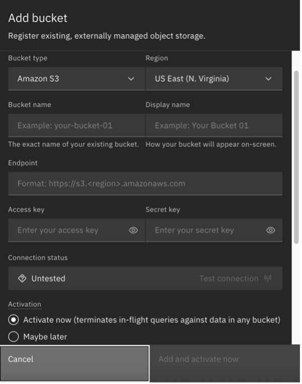 Add an AWS bucket to watsonx.data