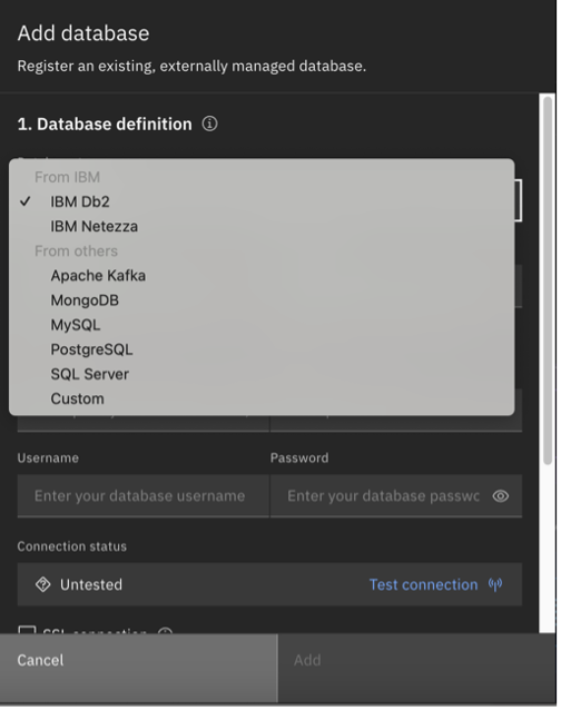 Add an AWS database to watson.data