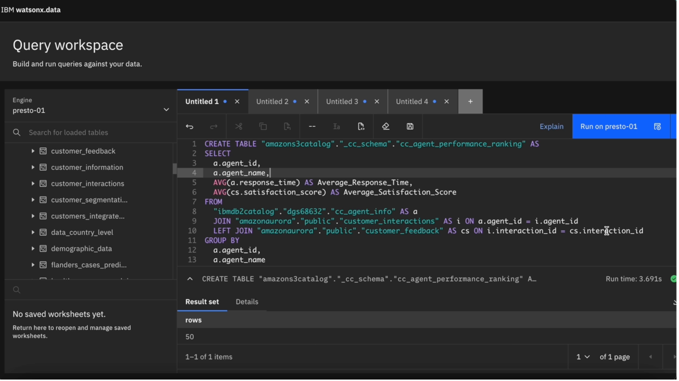 watsonx.data Query workspace