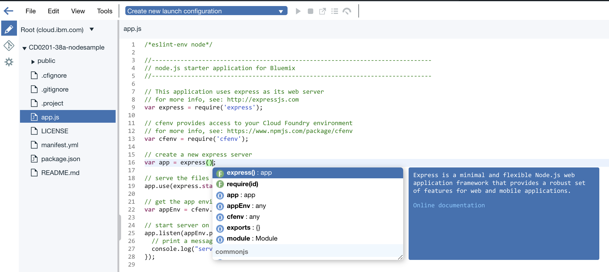 Code completing feature