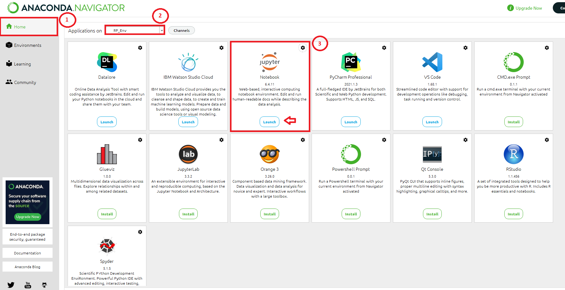Launch jupyter and create Python Notebook