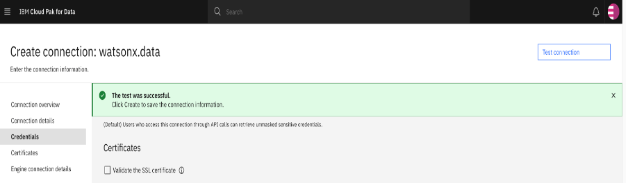 Testing the connection